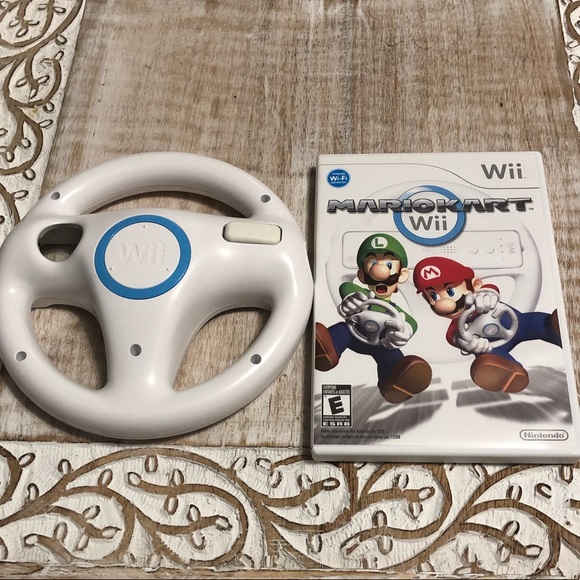 Nintendo Other - Wii Mario Kart video game and steering wheel